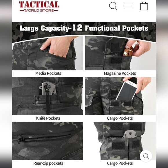 5.11 Tactical Cargo Pants Green and Black Ripstop Fabric [42 Waist X 34 Long] - Picture 5 of 8